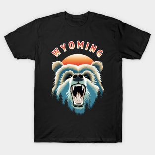 Gizzly Bear Face - Wyoming T-Shirt